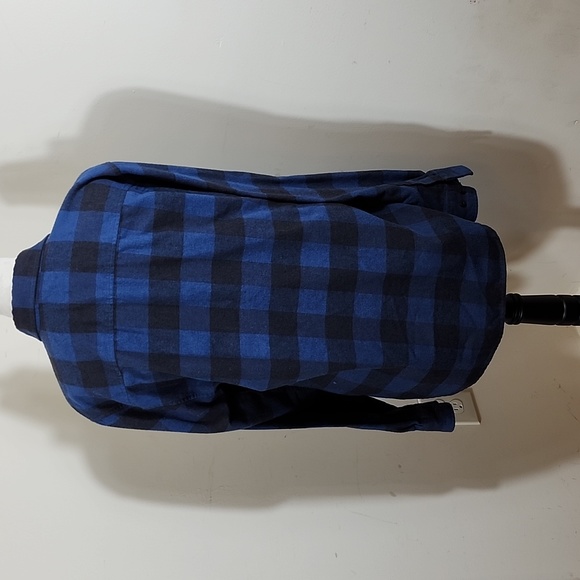 Men's Original Weatherproof Vintage Blue and Black Check Flannel Button Down Lon - Picture 3 of 9